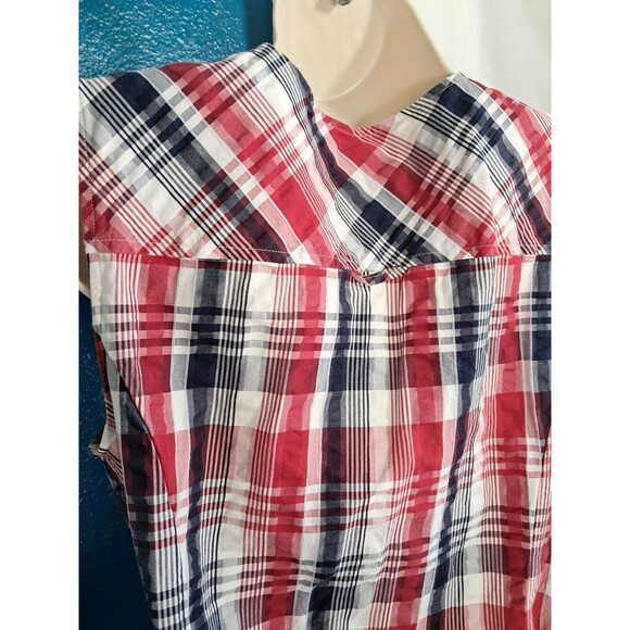 Brooks Brothers Red Fleece Plaid Sleeveless Dress Size 6 Red White Navy - Picture 9 of 14